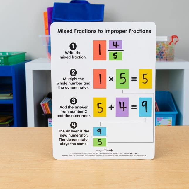 Really Good Stuff Improper and Mixed Fractions Dry Erase Boards - 6 Boards - Image 3