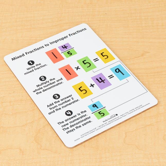 Really Good Stuff Improper and Mixed Fractions Dry Erase Boards - 6 Boards - Image 6