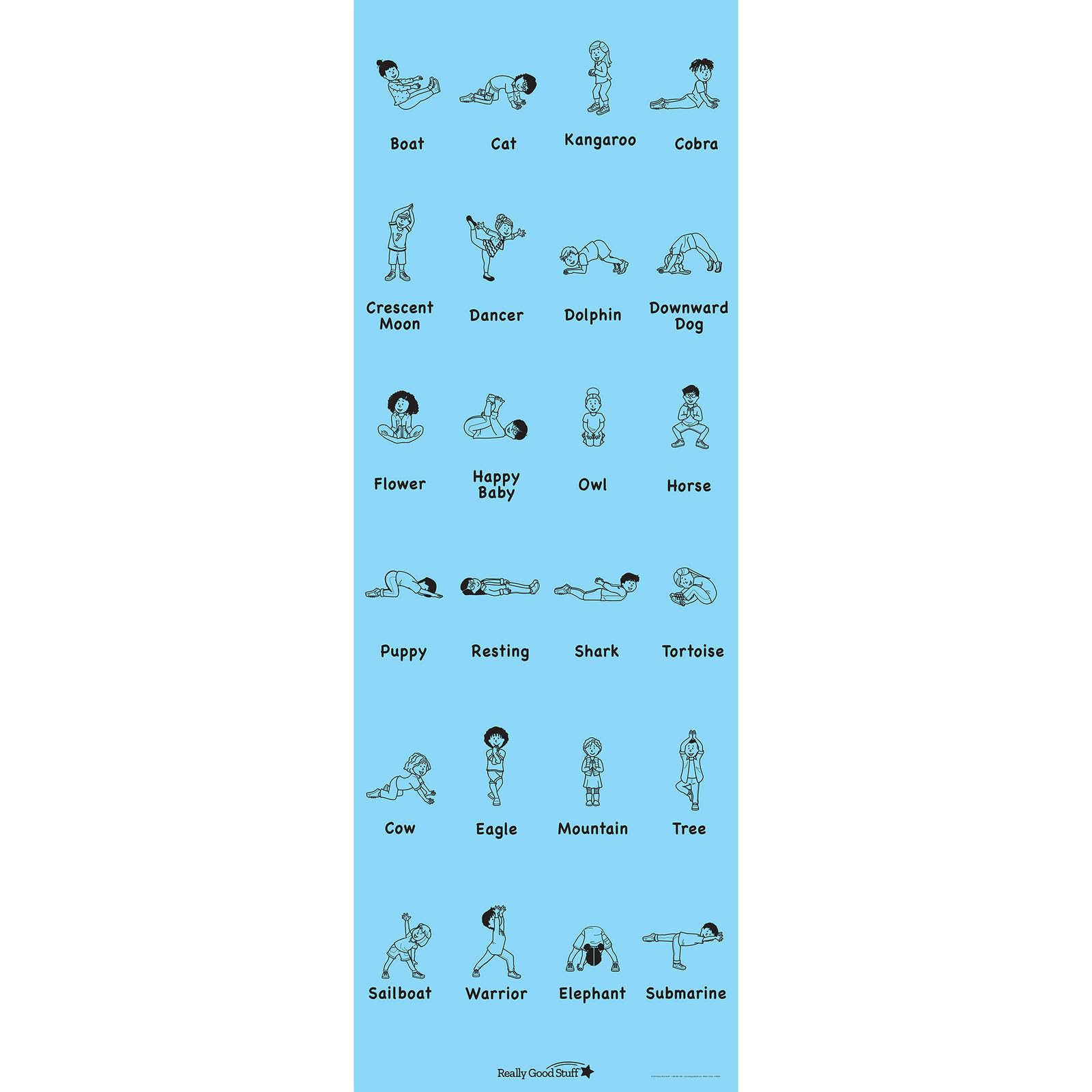 Really Good Stuff Kids Yoga Mat with 24 Illustrated Poses – Safe, Zero-Phthalate – 5mm Thick, Non-Slip, Soft Exercise Mat for Kids, Teens, Toddlers (68” x 24”) Perfect For Home And Classroom - Image 5