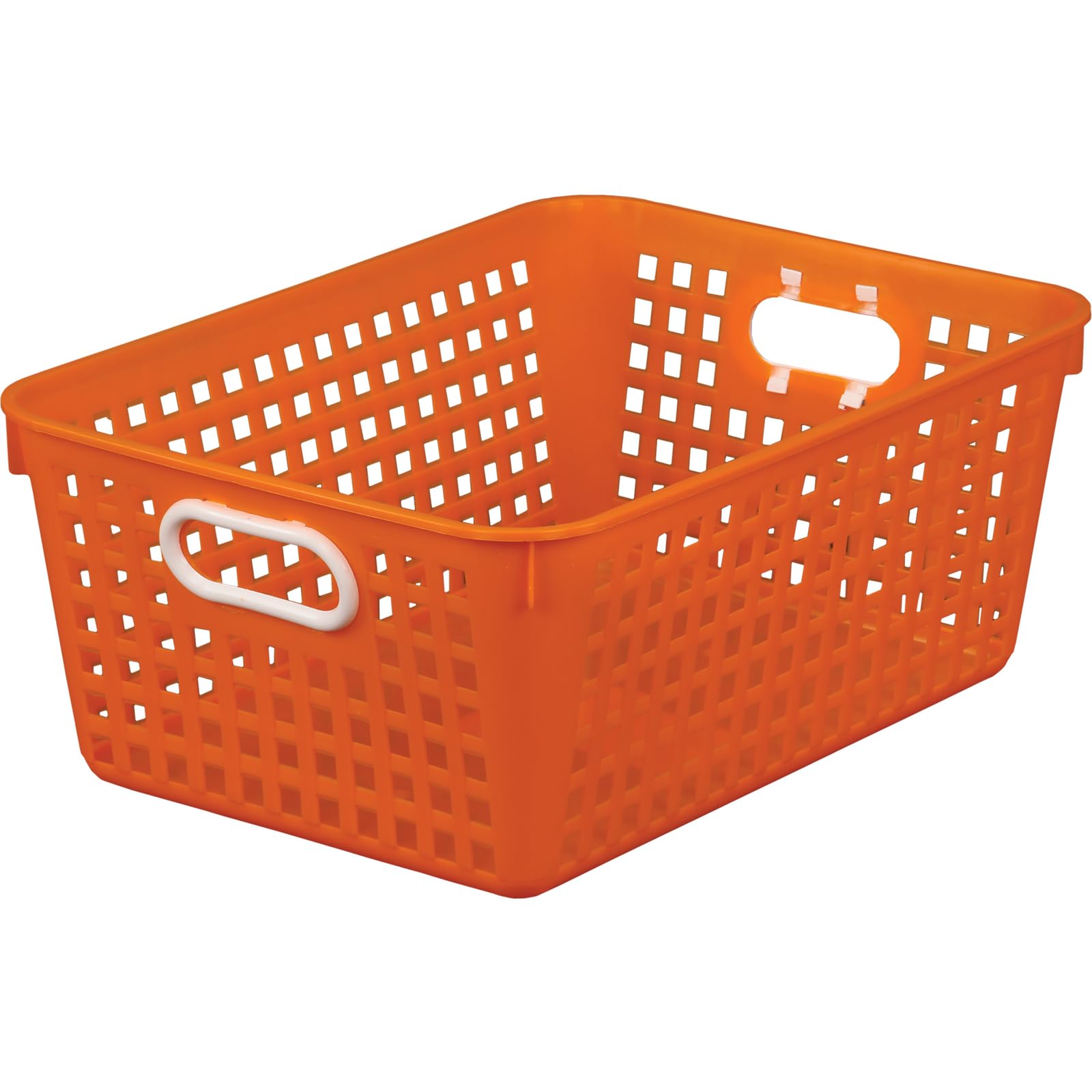 Really Good Stuff Large Plastic Book Basket, 13.25" by 10" by 5.5", Single, Orange, Classroom Library Organizer, Toy Storage, Multi-Purpose