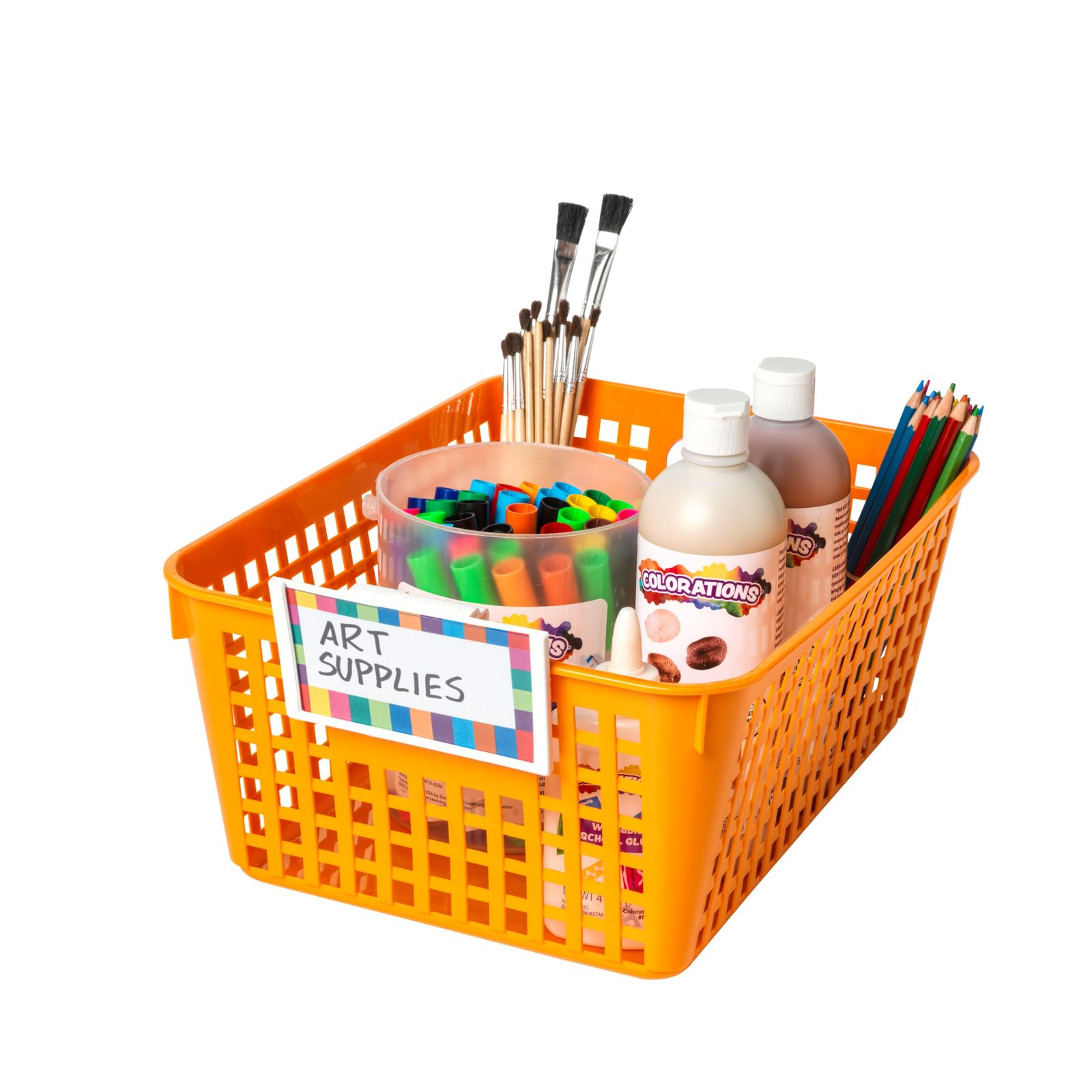 Really Good Stuff Large Plastic Book Basket, 13.25" by 10" by 5.5", Single, Orange, Classroom Library Organizer, Toy Storage, Multi-Purpose - Image 3