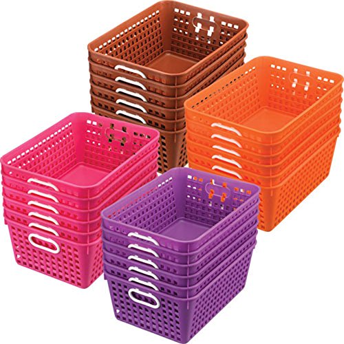 Really Good Stuff Large Plastic Book Baskets, 13¼" by 10" by 5½" - 12 Pack, Pink | Classroom Library Organizer, Toy Storage, Multi-Purpose Organizer Basket - Image 2