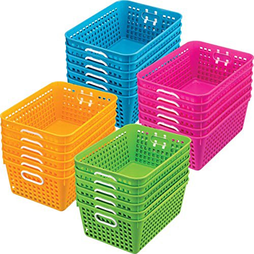 Really Good Stuff Large Plastic Book Baskets, 13¼" by 10" by 5½" - 12 Pack, Pink | Classroom Library Organizer, Toy Storage, Multi-Purpose Organizer Basket - Image 3