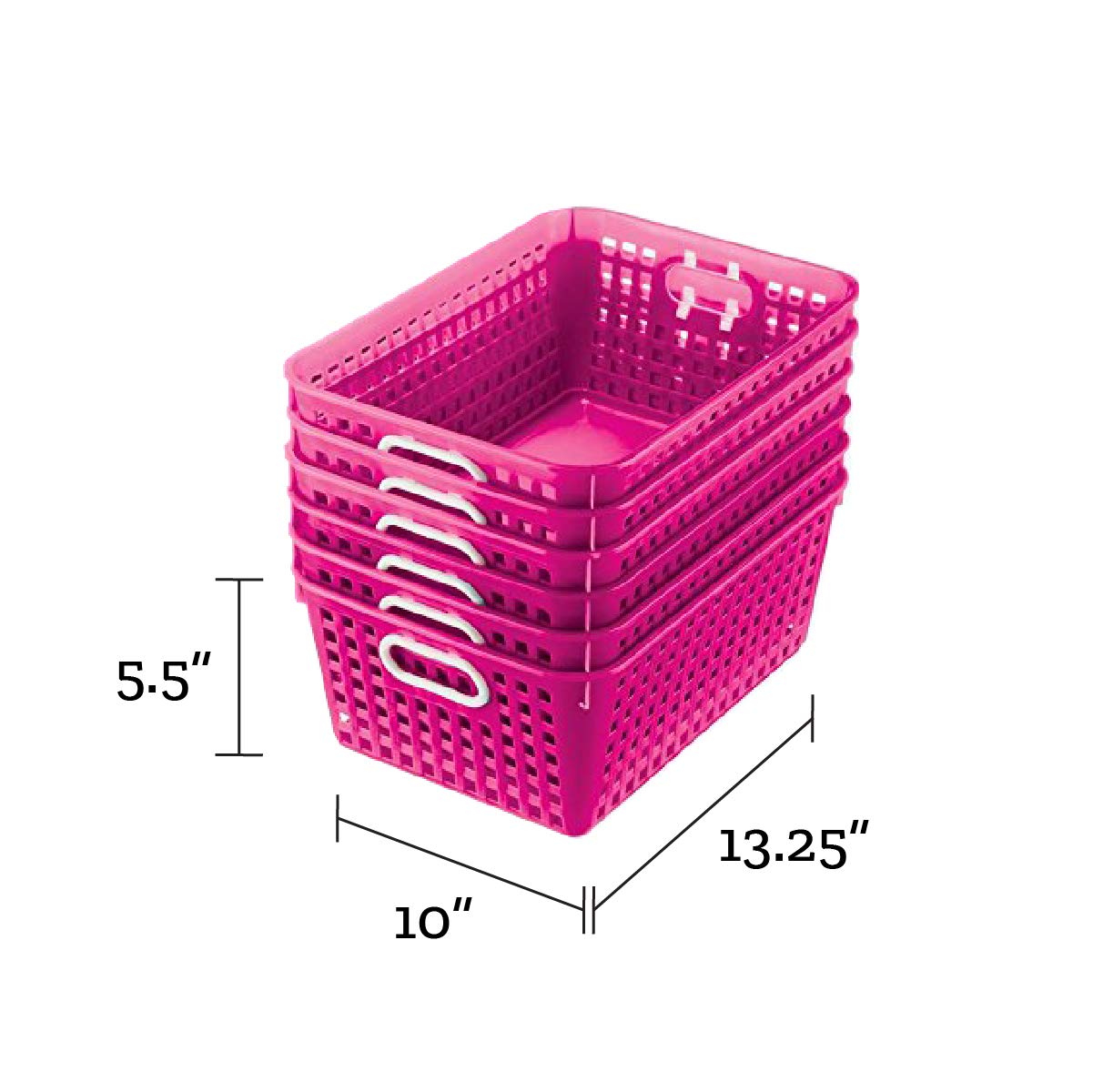 Really Good Stuff Large Plastic Book Baskets, 13¼" by 10" by 5½" - 12 Pack, Pink | Classroom Library Organizer, Toy Storage, Multi-Purpose Organizer Basket - Image 4