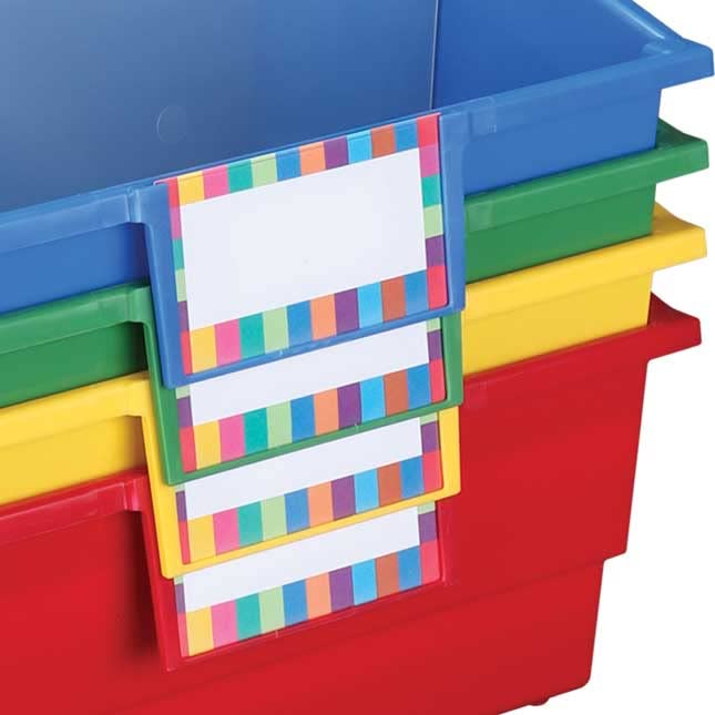 Really Good Stuff Large Plastic Book Organizer Bins - 4 Pack - Classroom Storage and Organization for Labeled Books and Supplies - Multi-Purpose Storage Bins with Dividers - Image 5
