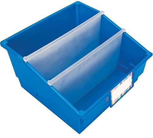 Really Good Stuff Large Plastic Book Organizer Bins - 4 Pack - Classroom Storage and Organization for Labeled Books and Supplies - Multi-Purpose Storage Bins with Dividers - Image 6