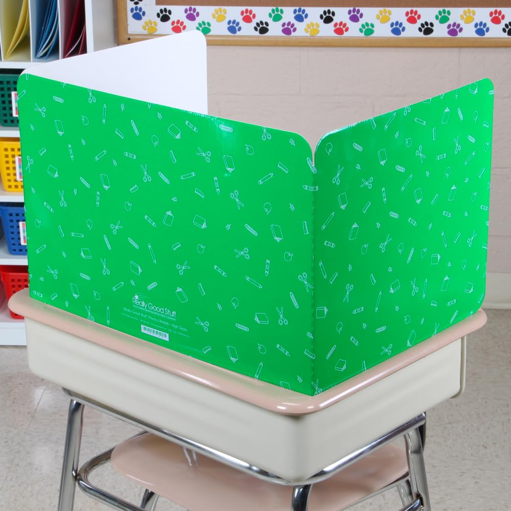Really Good Stuff Large Privacy Shield, 3 Group Colors, Set of 12, Red, Green & Blue - Divider Boards for Student Desks, Testing Folders, Cardboard Panels, Classroom Essentials - Image 3