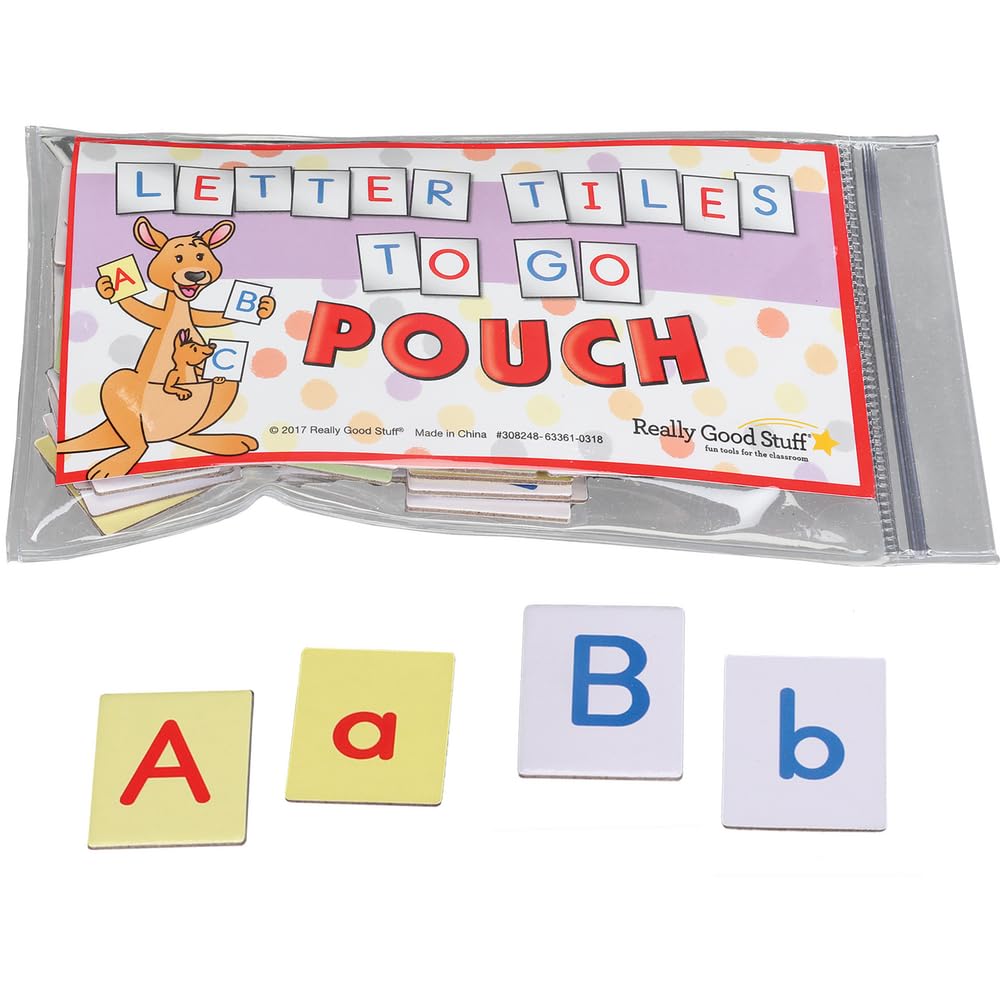 Really Good Stuff Letter Tiles to Go Pouches, 6 Sets of 60 Letters, 360 Total, Ages 4-9, Grade K-3, Alphabet for Kids, Literacy Activity, Educational, Word Building, Classroom Must Haves