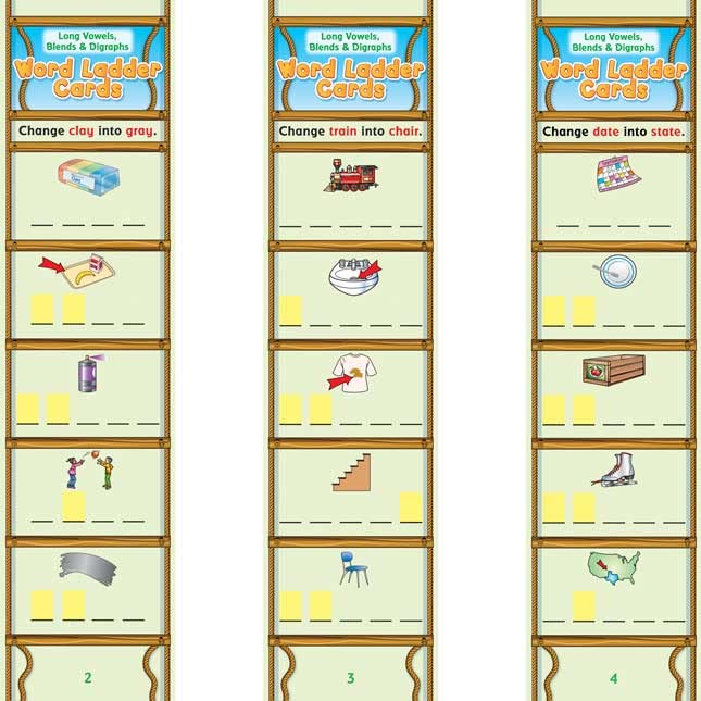 Really Good Stuff Long Vowels, Blends Digraphs Word Ladder Cards - Image 3