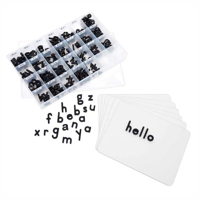 Really Good Stuff Magnetic Dry Erase Boards with Black Plastic Letters - 6 Student Pack