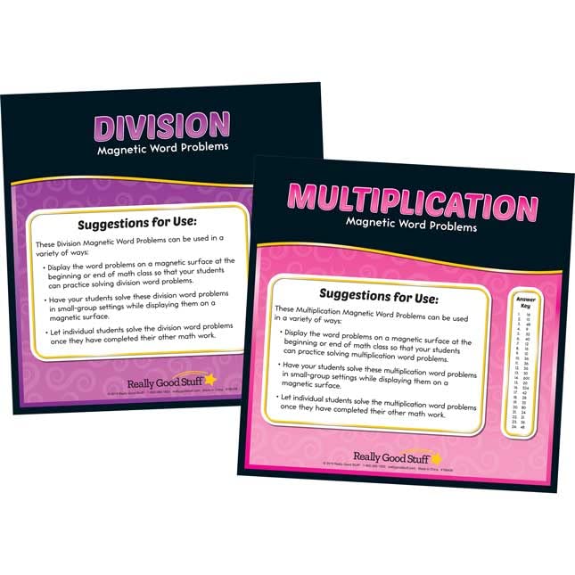 Really Good Stuff Magnetic Read, Show and Solve Math Boards with Multiplication and Division Word Problems Kit - 4 Boards and 48 Magnets - Image 4