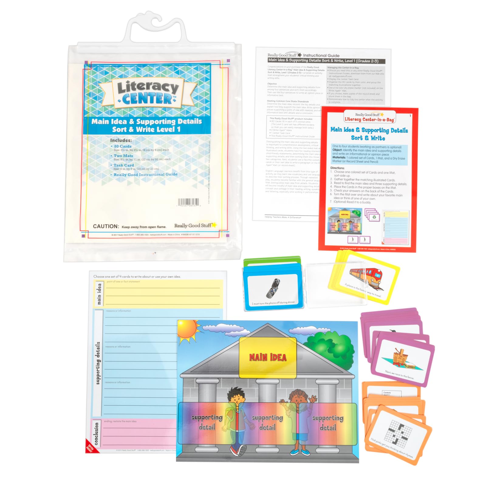 Really Good Stuff Main Idea and Supporting Details Sort and Write Level 1 Literacy Center - Use for Grades 2-3 - 1 Literacy Center
