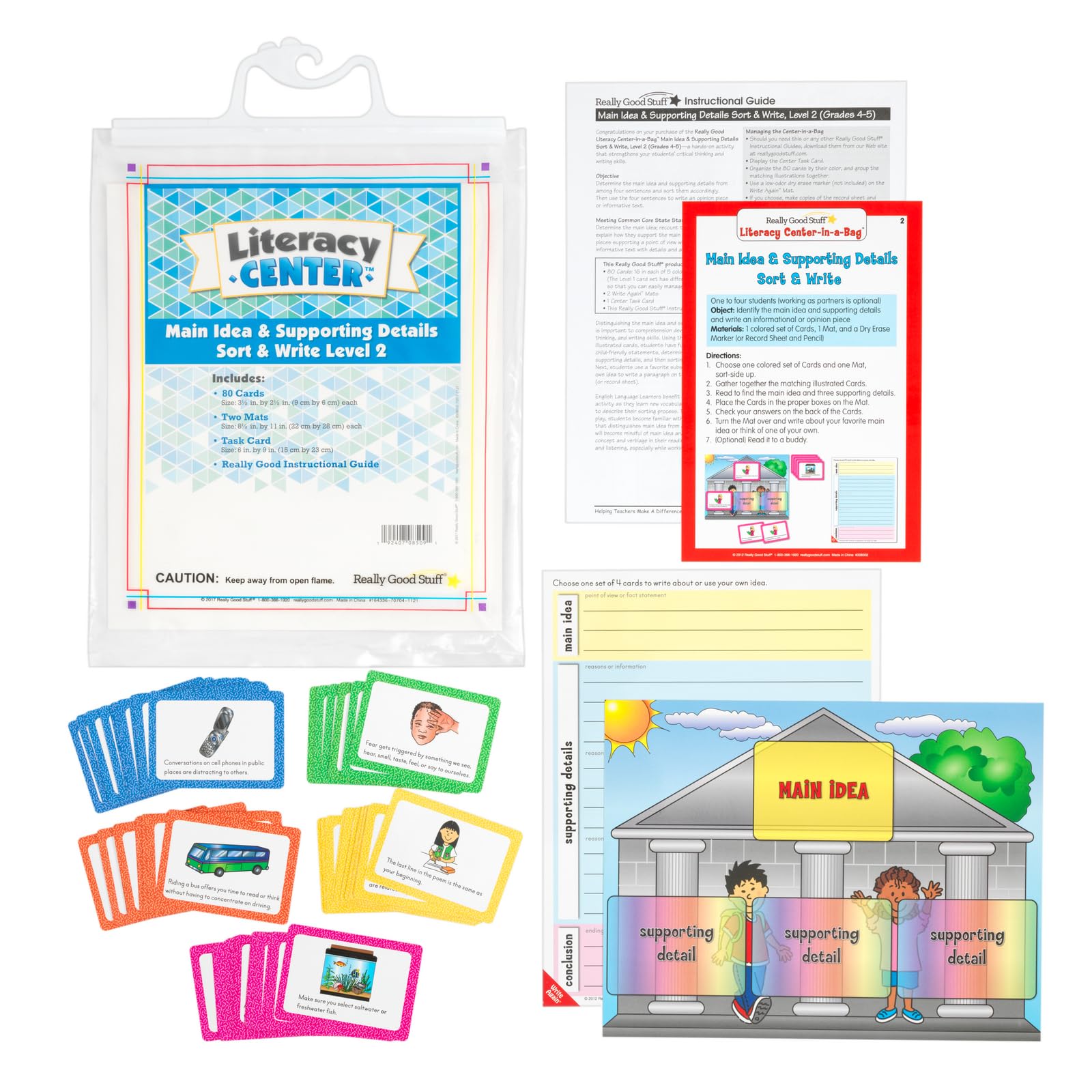 Really Good Stuff Main Idea and Supporting Details Sort and Write Level 2 Literacy Center - Use for Grades 4-5 - 1 Literacy Center