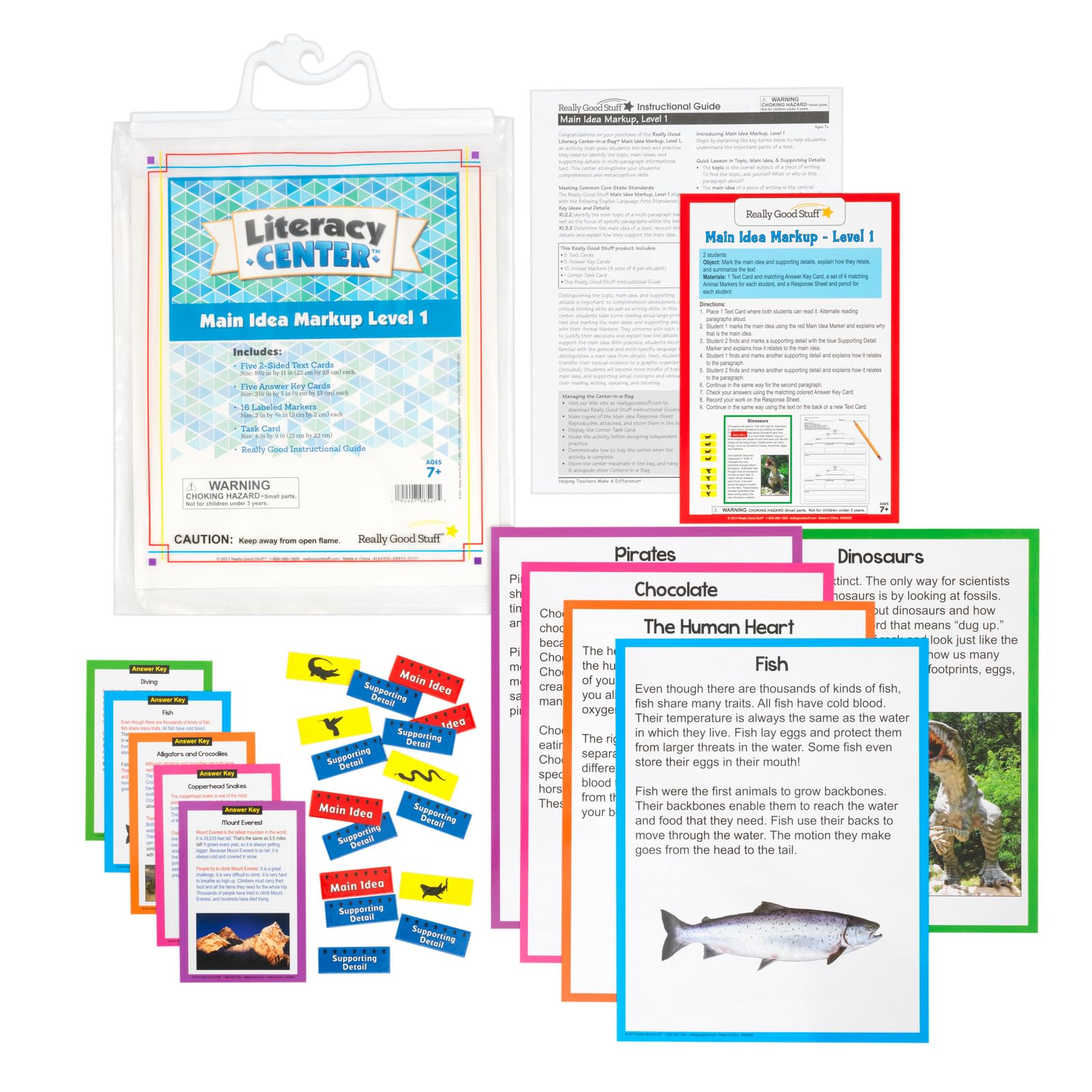 Really Good Stuff Main Idea Markup Level 1 Literacy Center - 1 Literacy Center