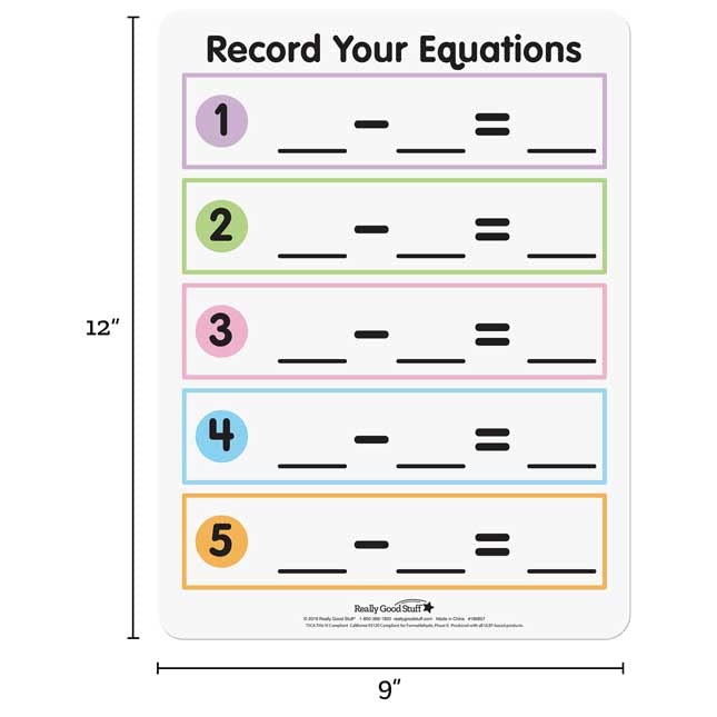 Really Good Stuff Math Facts Dry Erase Boards Addition and Subtraction Set of 6 - Image 3