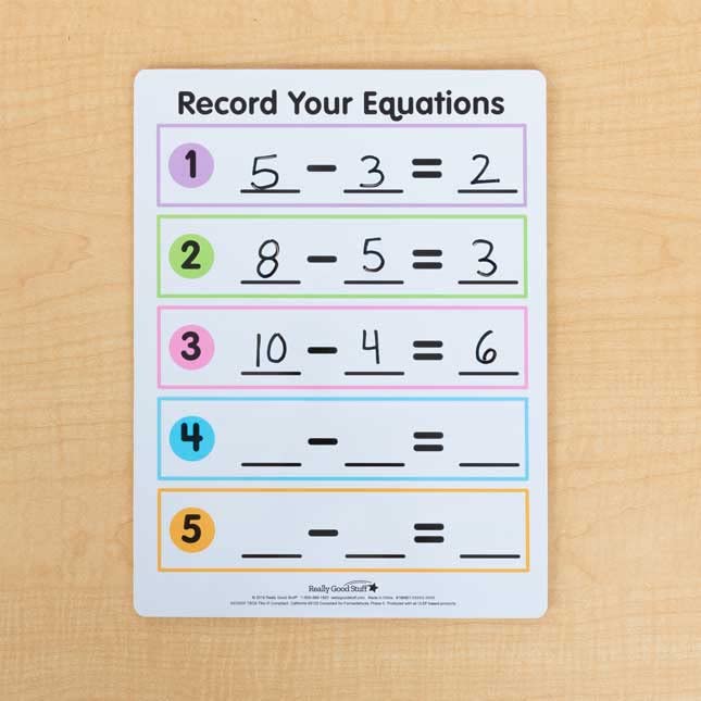Really Good Stuff Math Facts Dry Erase Boards Addition and Subtraction Set of 6 - Image 5