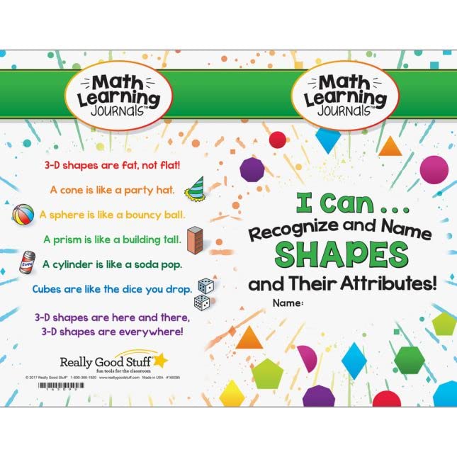 Really Good Stuff Math Learning Journals - I Can Recognize and Name Shapes and Their Attributes! - 24 journals - Image 3