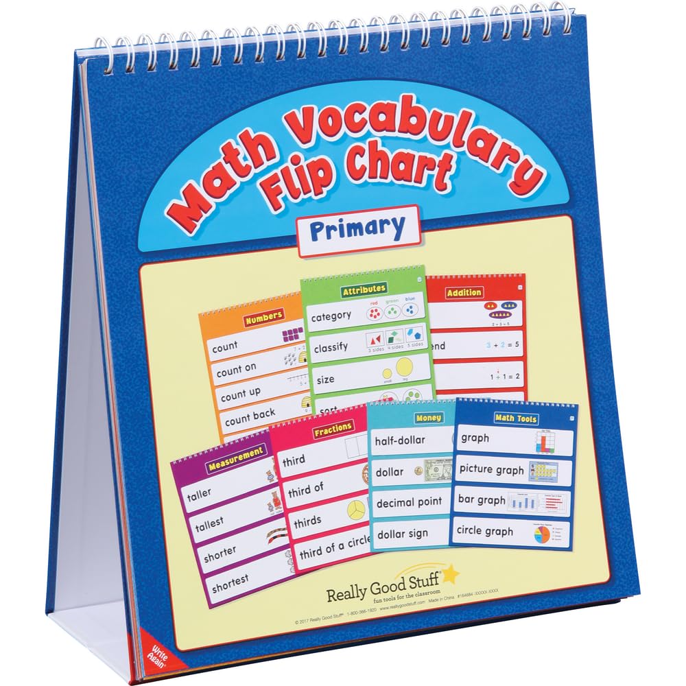 Really Good Stuff Math Vocabulary Flip Chart - Primary