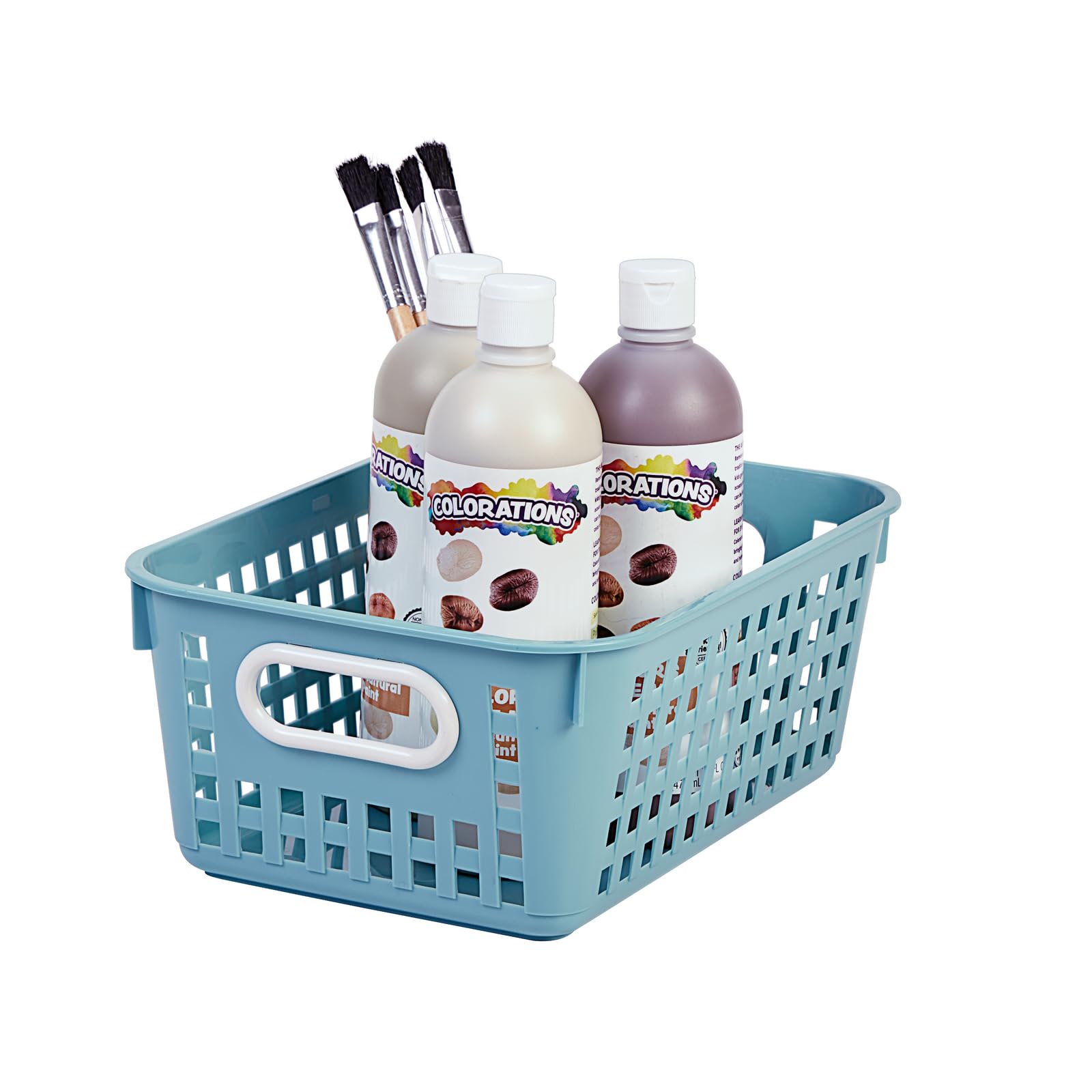 Really Good Stuff Medium Plastic Book Baskets, 11" x 7.5" x 4.5", 6 Pack, Water, Versatile Storage Solution for Classroom, Home and Office, Toy Storage, Multi-Purpose - Image 3