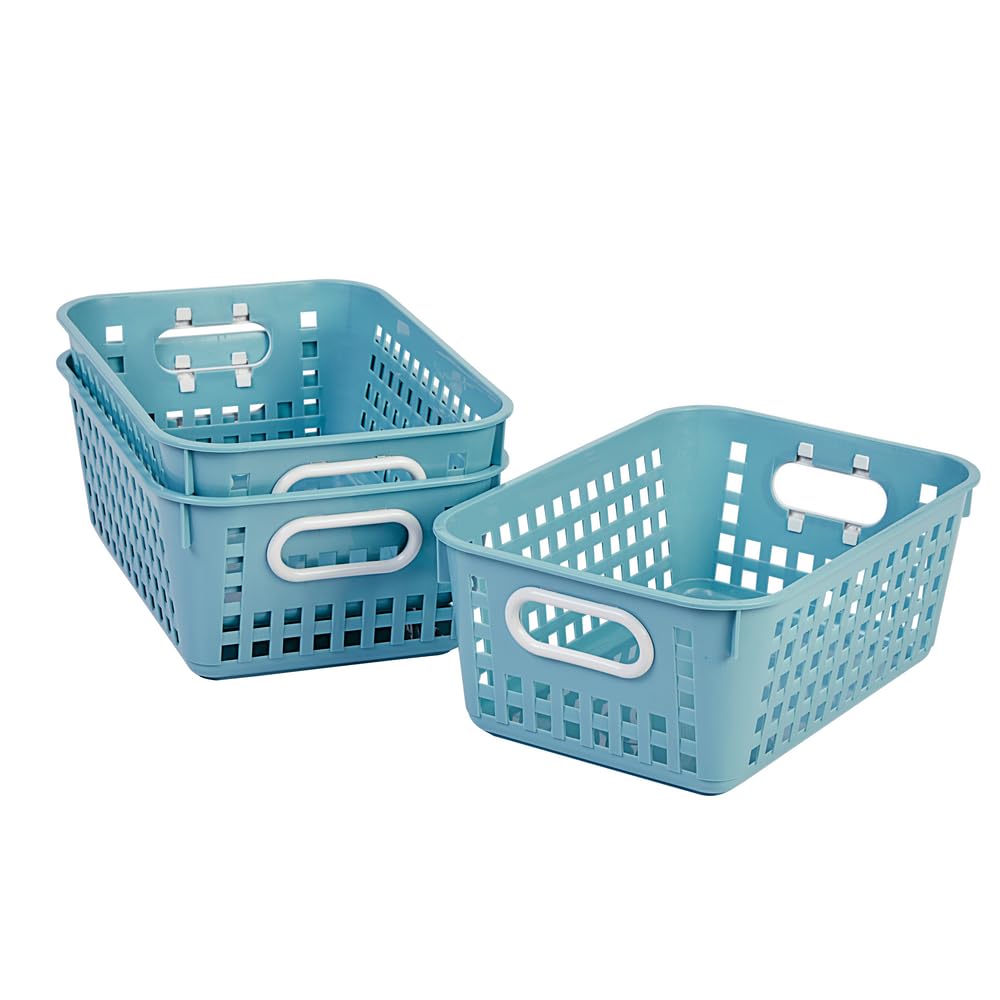 Really Good Stuff Medium Plastic Book Baskets, 11" x 7.5" x 4.5", 6 Pack, Water, Versatile Storage Solution for Classroom, Home and Office, Toy Storage, Multi-Purpose - Image 4