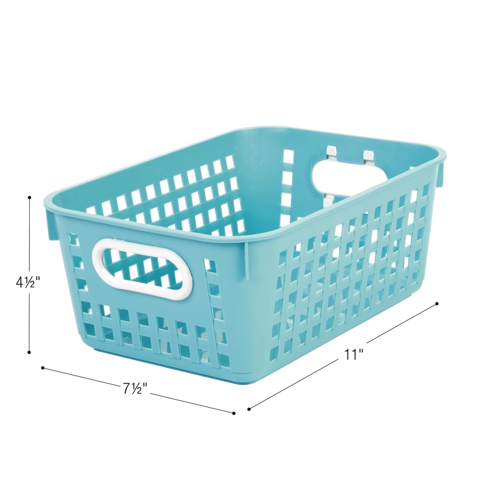 Really Good Stuff Medium Plastic Book Baskets, 11" x 7.5" x 4.5", 6 Pack, Water, Versatile Storage Solution for Classroom, Home and Office, Toy Storage, Multi-Purpose - Image 5