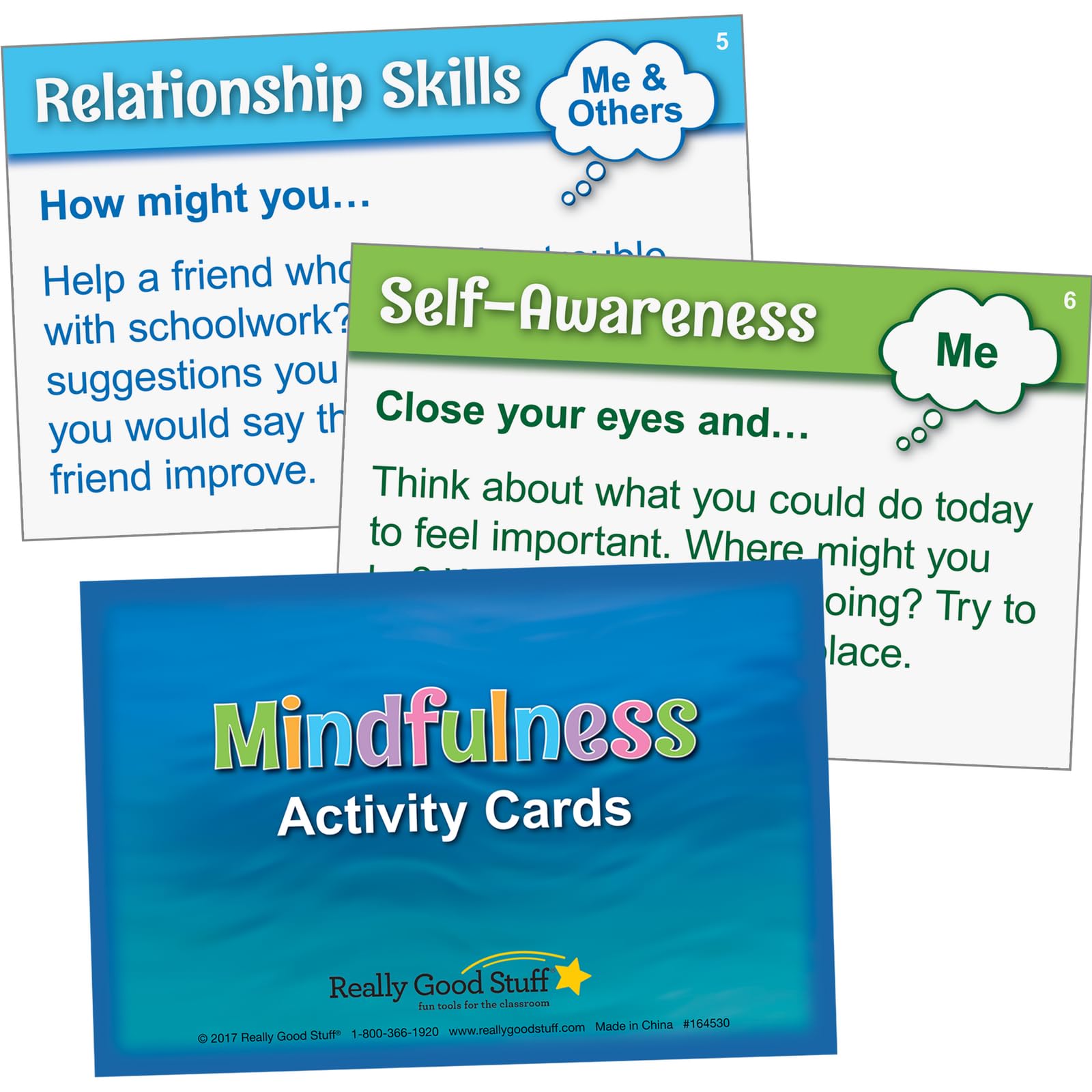 Really Good Stuff Mindfulness Activity Cards for Students - Set of 40 - Mindful Activities & Excercises to Grow Emotional Strength, Promote Growth Mindset, Focus, & Well Being