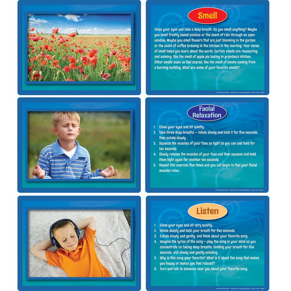 Really Good Stuff Mindfulness Activity Photo Cards for Kids-Calming Activities to Help Stay Calm, Focus, Meditate-Exercises to Build Emotional Resilience, Self Awareness, Positivity, Self Management - Image 3