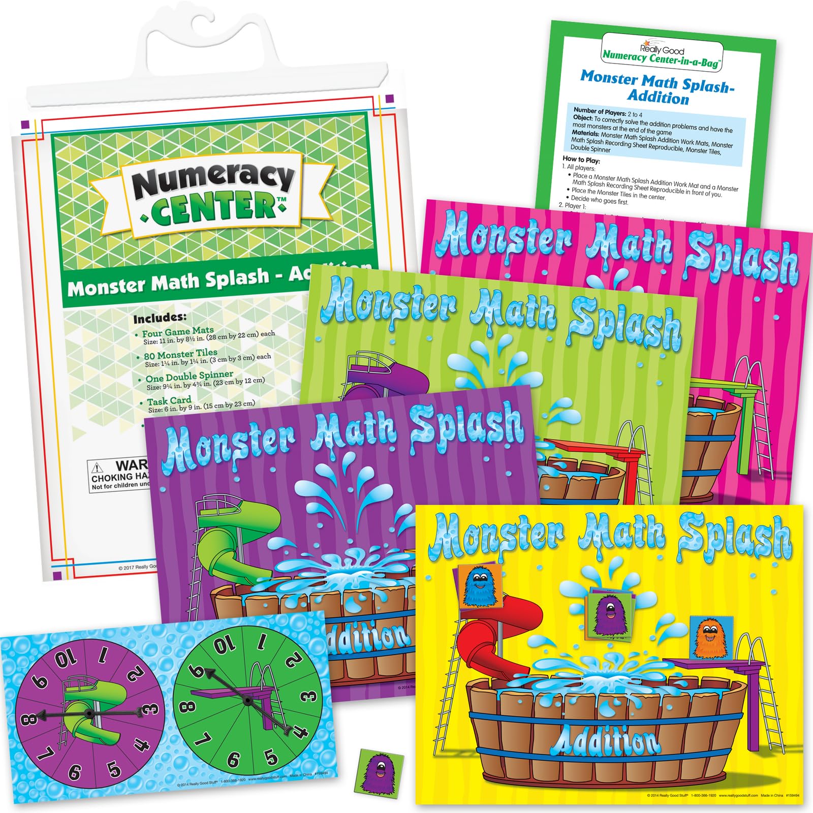 Really Good Stuff Monster Math Splash - Addition Numeracy Center - 1 numeracy Center