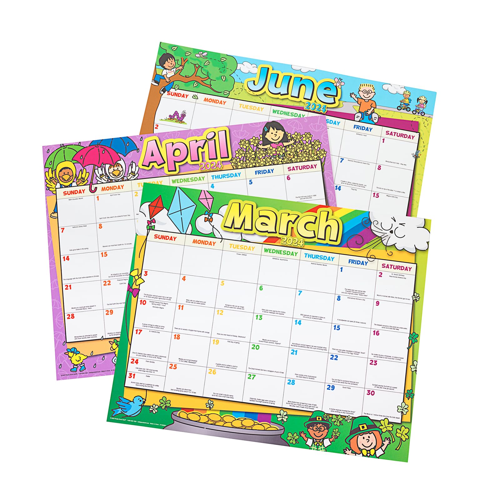 Really Good Stuff Monthly Calendar Pages and Stickers 2023-2024 Double Sided Primary and Intermediate, 22" x 18" Each - Classroom Essentials, Teacher Must Haves
