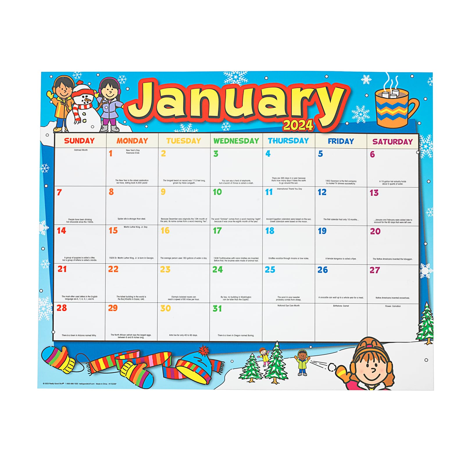 Really Good Stuff Monthly Calendar Pages and Stickers 2023-2024 Double Sided Primary and Intermediate, 22" x 18" Each - Classroom Essentials, Teacher Must Haves - Image 2