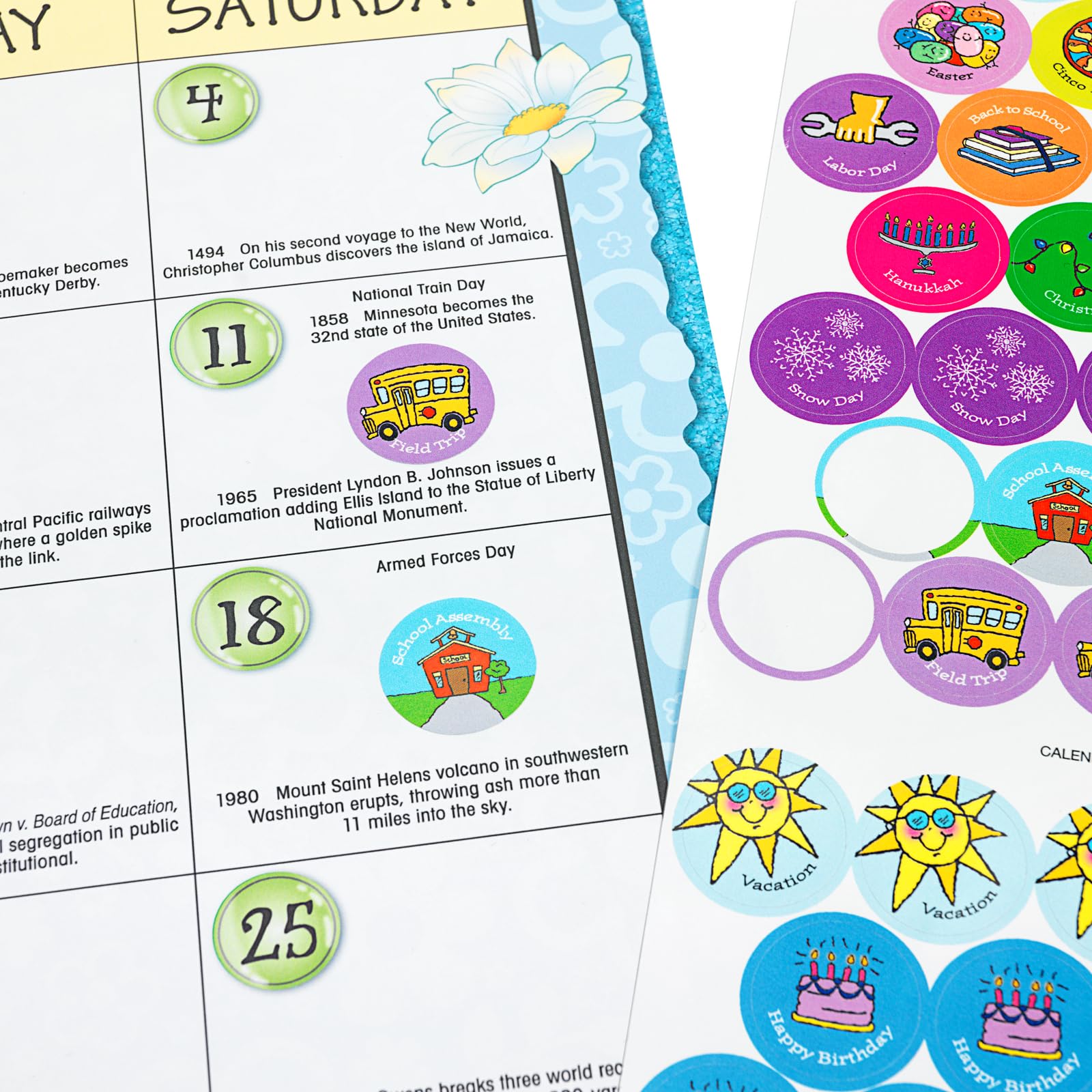 Really Good Stuff Monthly Calendar Pages and Stickers 2023-2024 Double Sided Primary and Intermediate, 22" x 18" Each - Classroom Essentials, Teacher Must Haves - Image 6