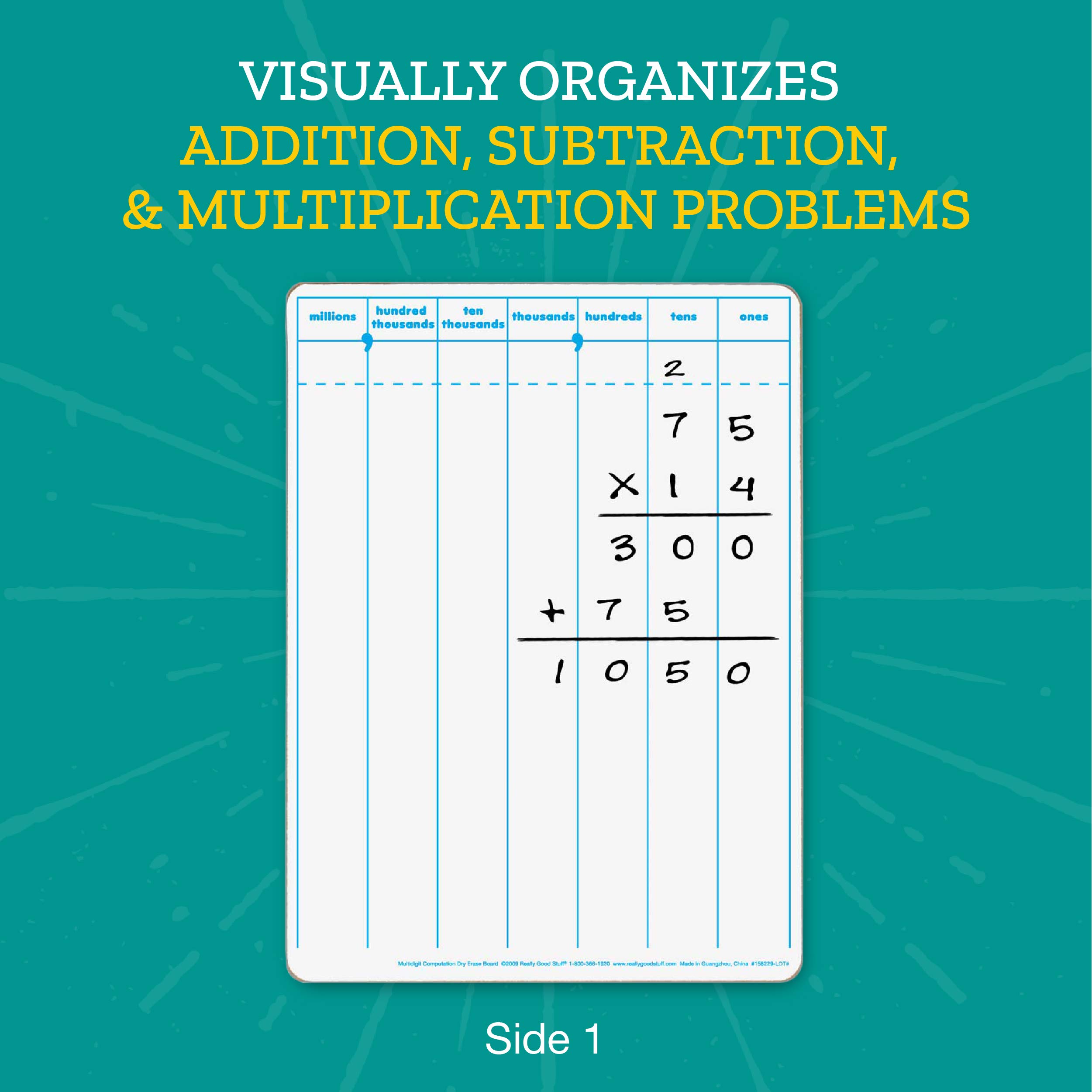 Really Good Stuff Multi-Digit Computation Dry Erase Board Set - 6 Boards - Image 4