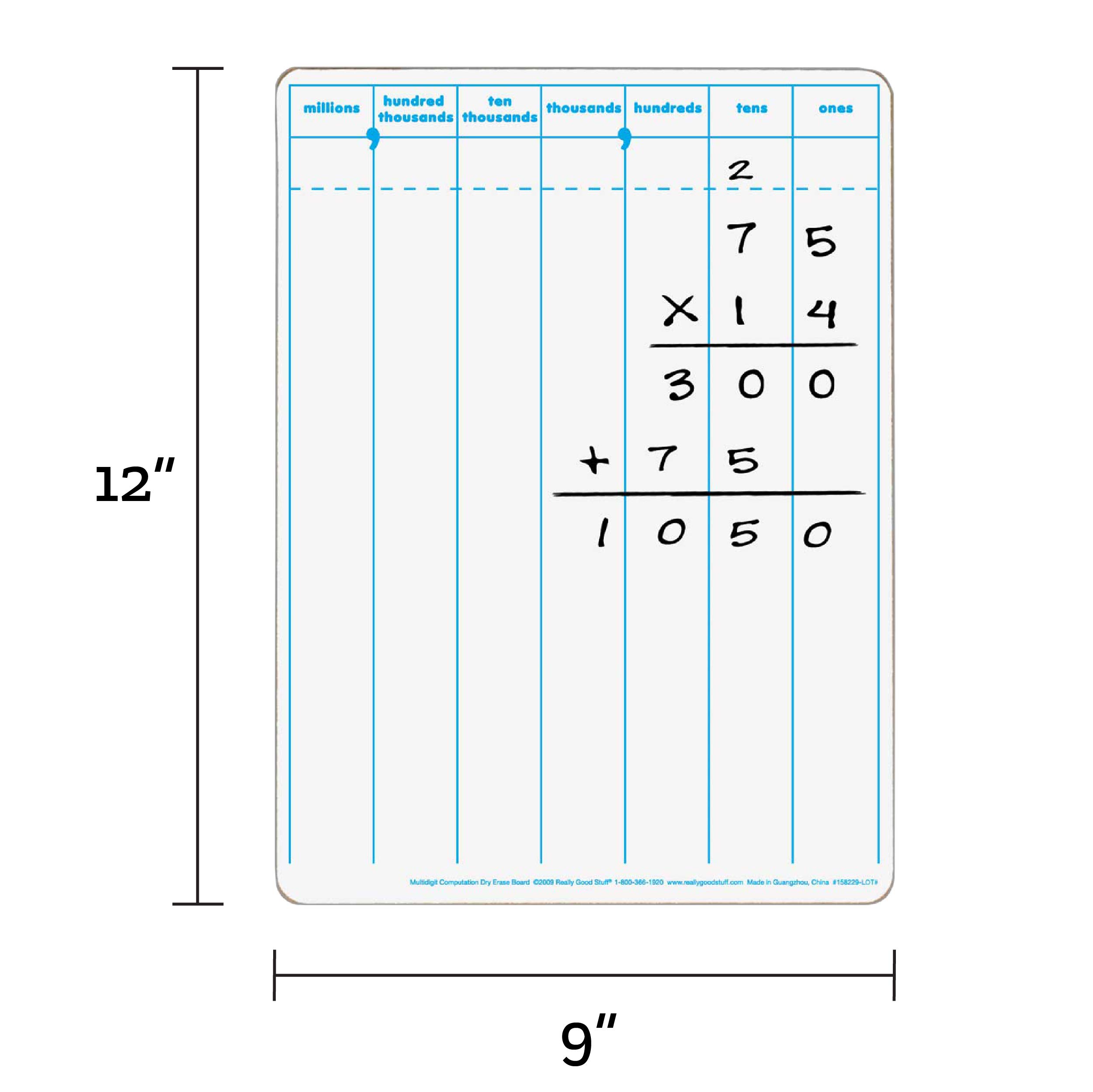 Really Good Stuff Multi-Digit Computation Dry Erase Board Set - 6 Boards - Image 6