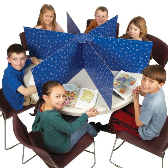 Really Good Stuff Multiple Station Privacy Shield – Privacy Divider Reduce Distractions During Tests or Assignments – Makes 4 or 6 Work Stations, 48” Diameter x 14” H, Blue (1) - Image 3