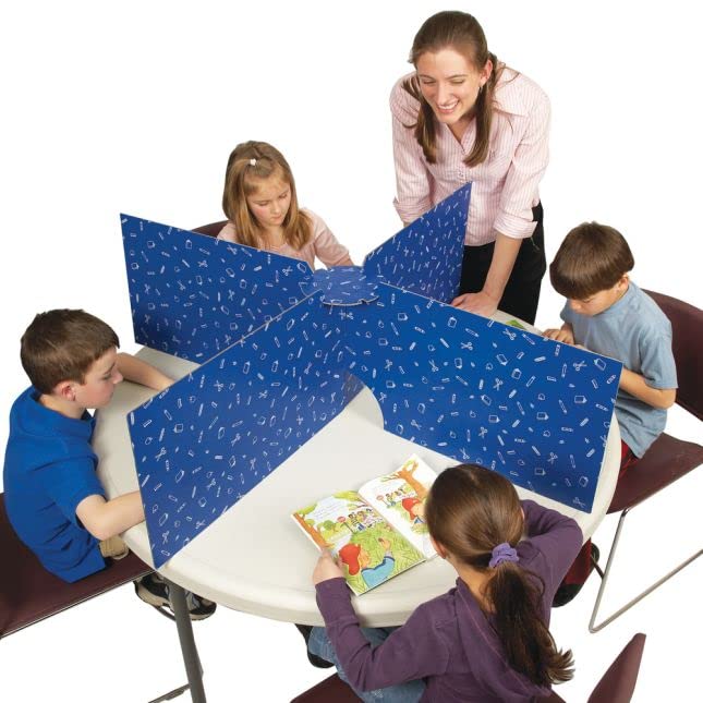 Really Good Stuff Multiple Station Privacy Shield – Privacy Divider Reduce Distractions During Tests or Assignments – Makes 4 or 6 Work Stations, 48” Diameter x 14” H, Blue (1) - Image 4