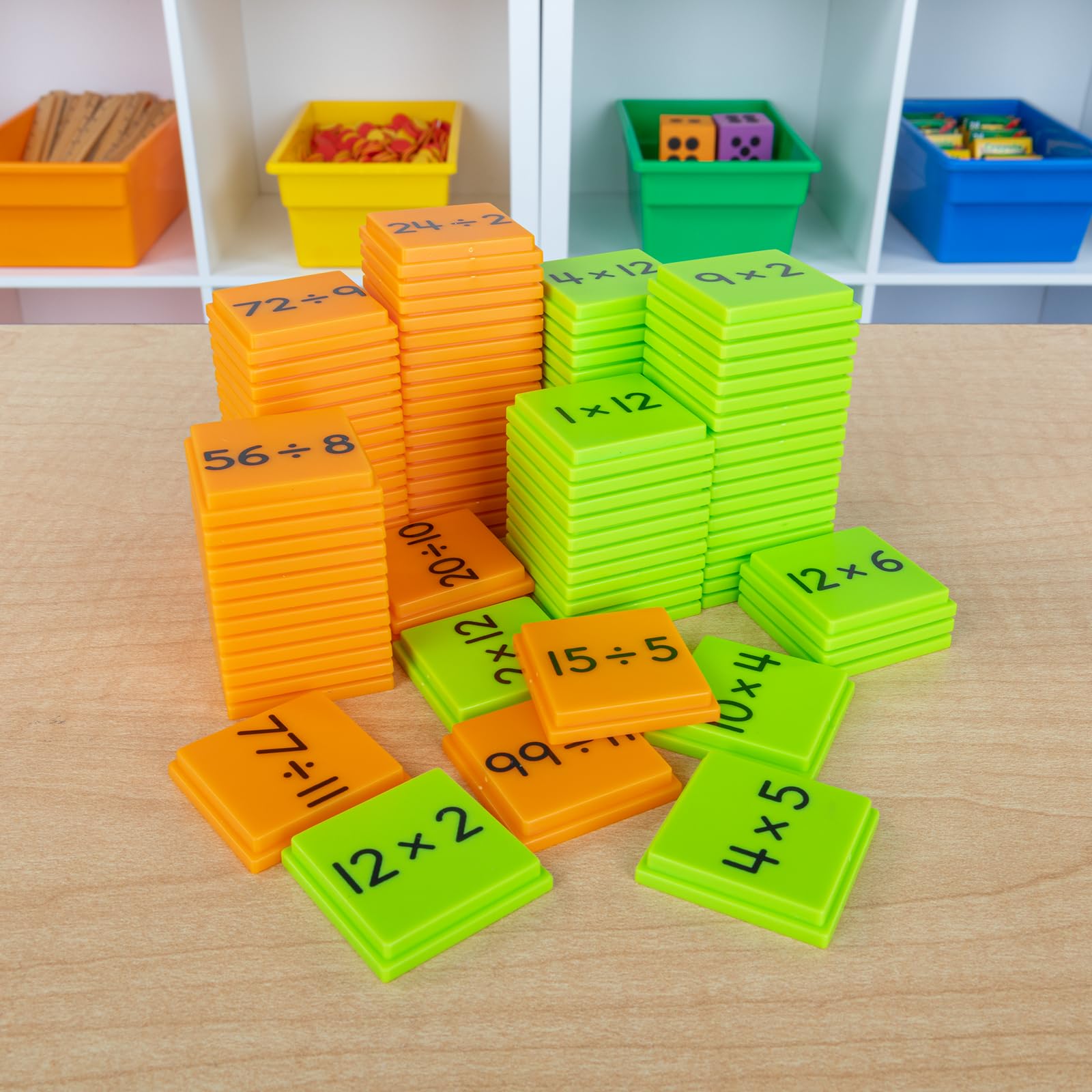 Really Good Stuff Multiplication and Division Basic Facts Stacking Tiles - 100 Tiles