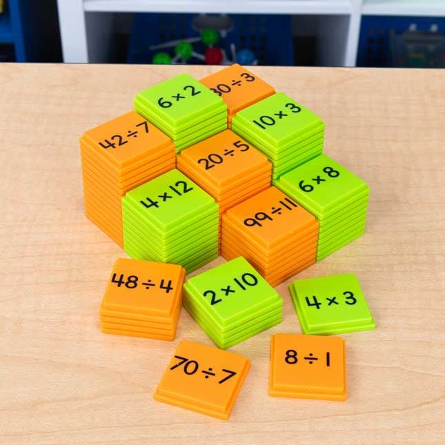 Really Good Stuff Multiplication and Division Basic Facts Stacking Tiles - 100 Tiles - Image 3