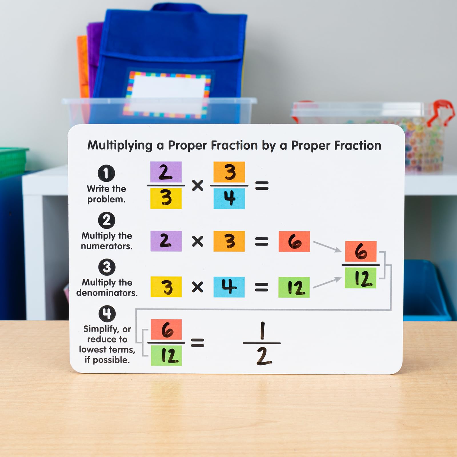 Really Good Stuff Multiplying Proper Fractions Dry Erase Boards - 6 Boards