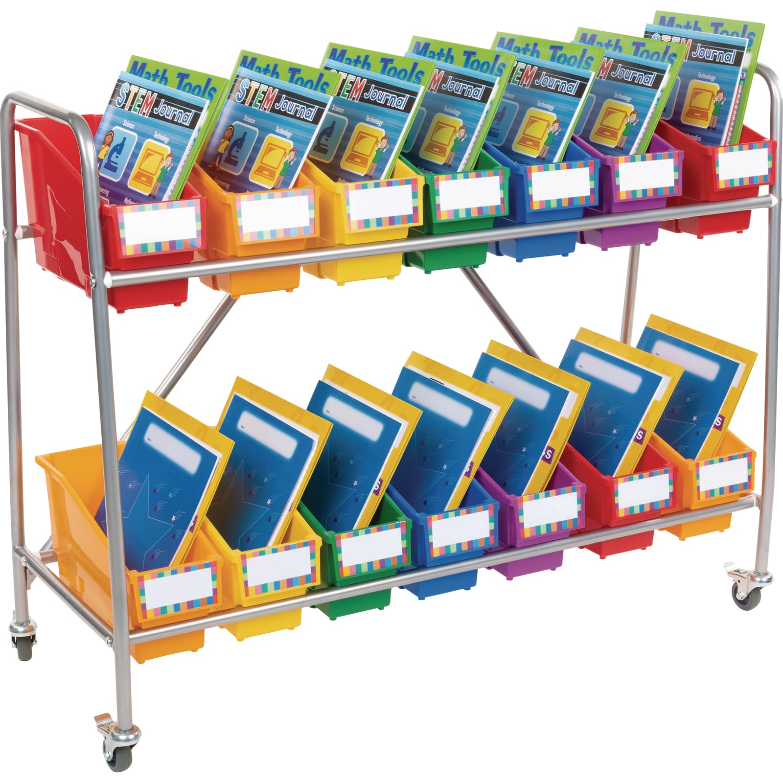 Really Good Stuff Non-Tip Book and Binder Holders with Stabilizer Wings, 5½” by 13½” by 7¾” - Set of 6, Classroom & Library Organization - Image 6
