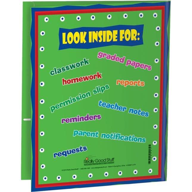Really Good Stuff Once-A-Week Take-Home Laminated Folders, Set of 12, 9.5" x 12" - Image 3