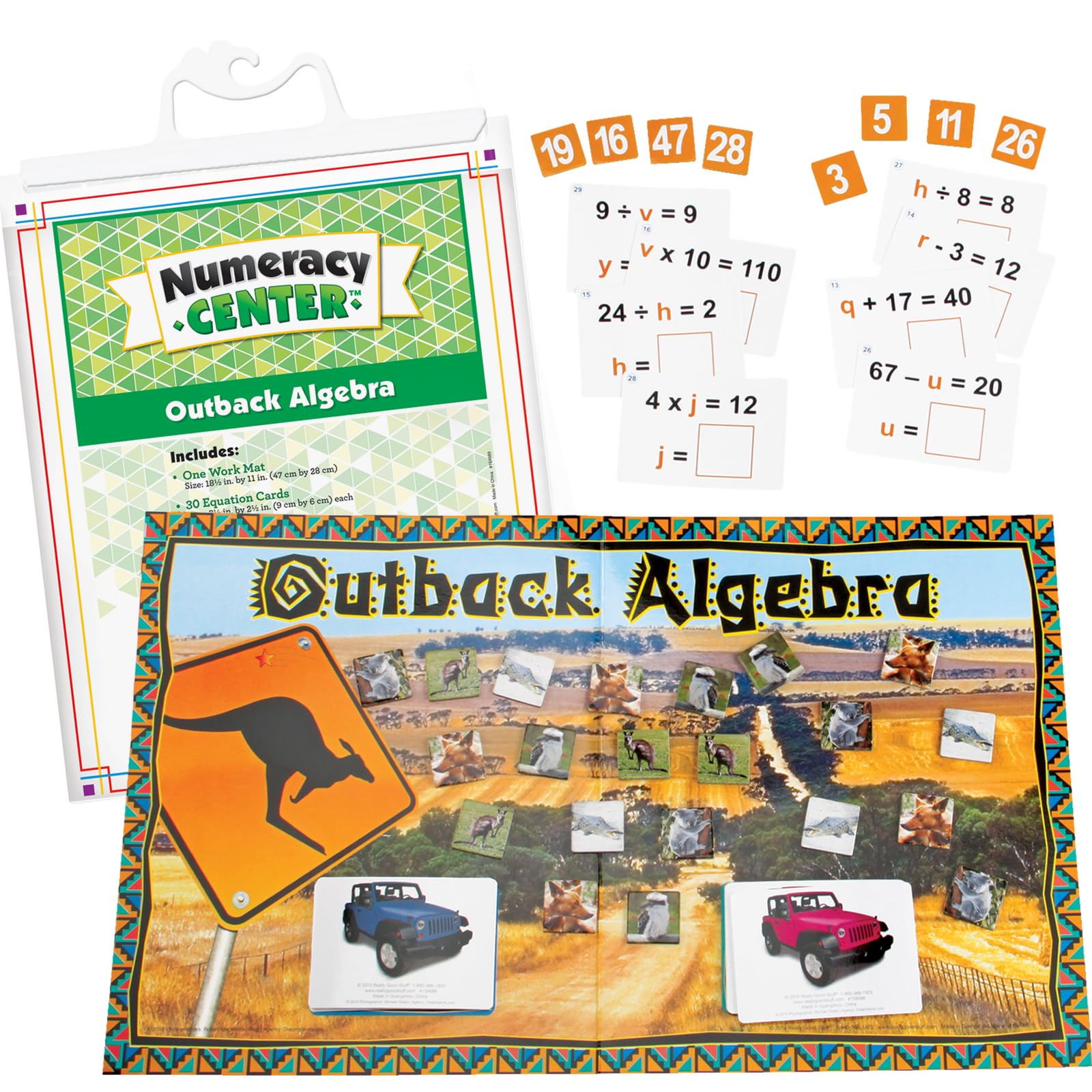 Really Good Stuff Outback Algebra Numeracy Center with Storage Bag - Grab and Go Learning Pack - Reinforce Early Algebra Skills - Grades 4-6