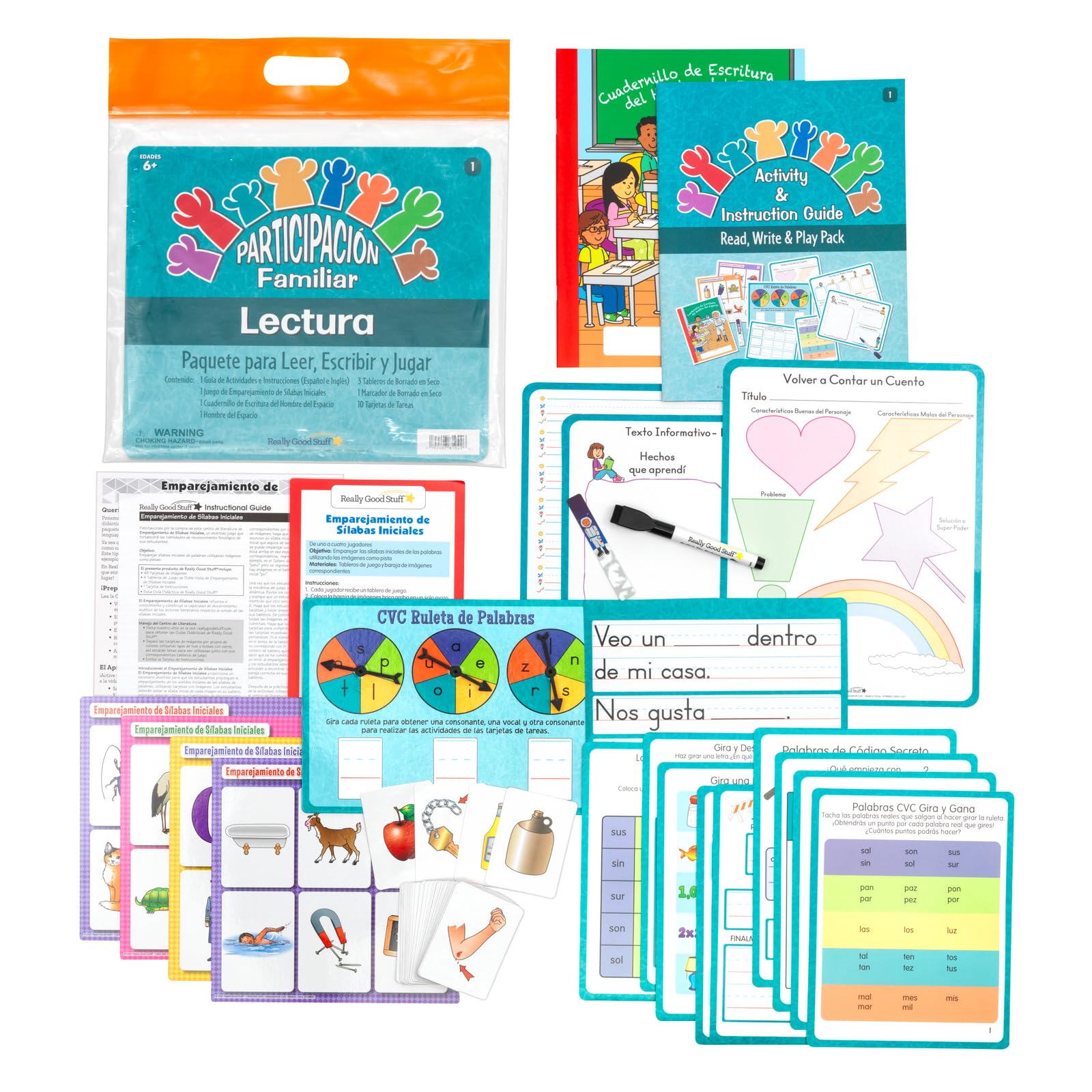 Really Good Stuff Participación Familiar: Primer Grado - Lectura - Paquete para Leer, Escribir y Jugar (Spanish Family Engagement: Grade 1 - Reading)