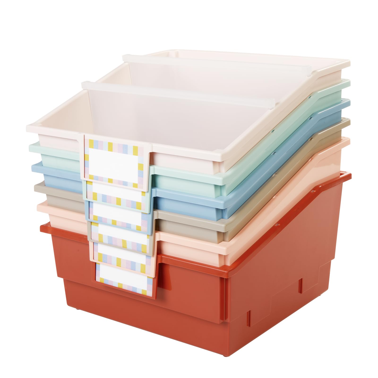 Really Good Stuff Picture Book Classroom Library Bins with Dividers - 6 Pack - Boho
