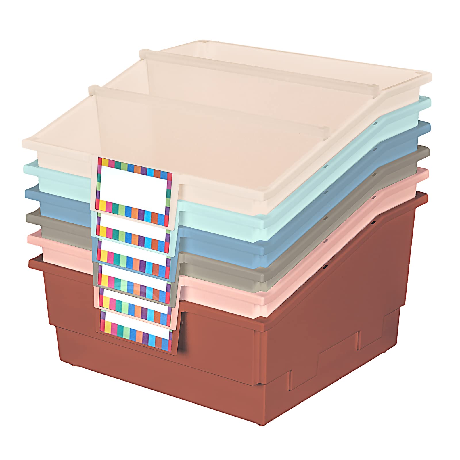 Really Good Stuff Picture Book Classroom Library Bins with Dividers - 6 Pack - Boho - Image 2