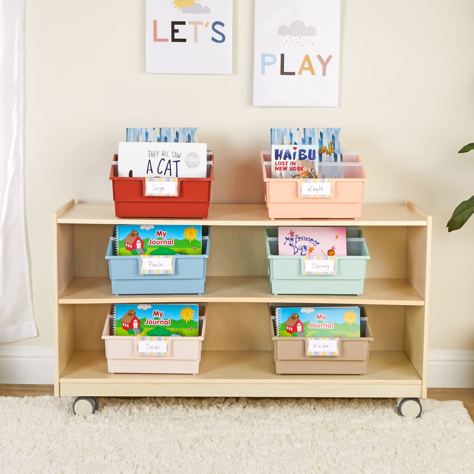 Really Good Stuff Picture Book Classroom Library Bins with Dividers - 6 Pack - Boho - Image 9