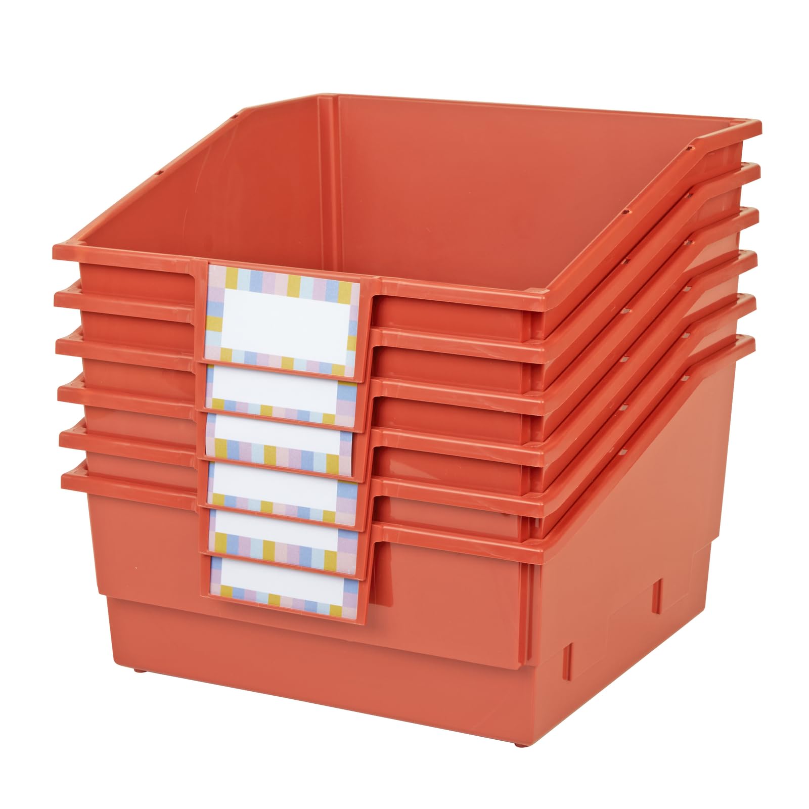 Really Good Stuff Picture Book Classroom Library Bins with Dividers - 6 Pack - Clay - Image 3
