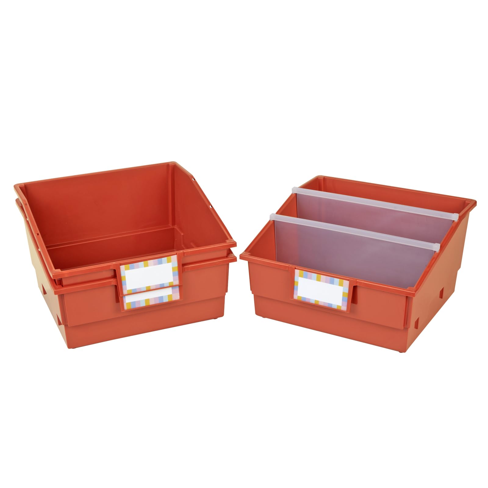 Really Good Stuff Picture Book Classroom Library Bins with Dividers - 6 Pack - Clay - Image 7