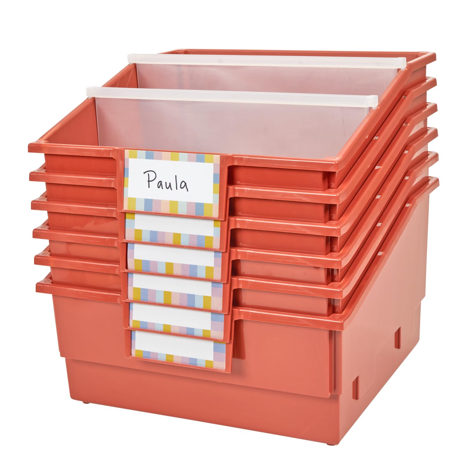 Really Good Stuff Picture Book Classroom Library Bins with Dividers - 6 Pack - Clay - Image 8