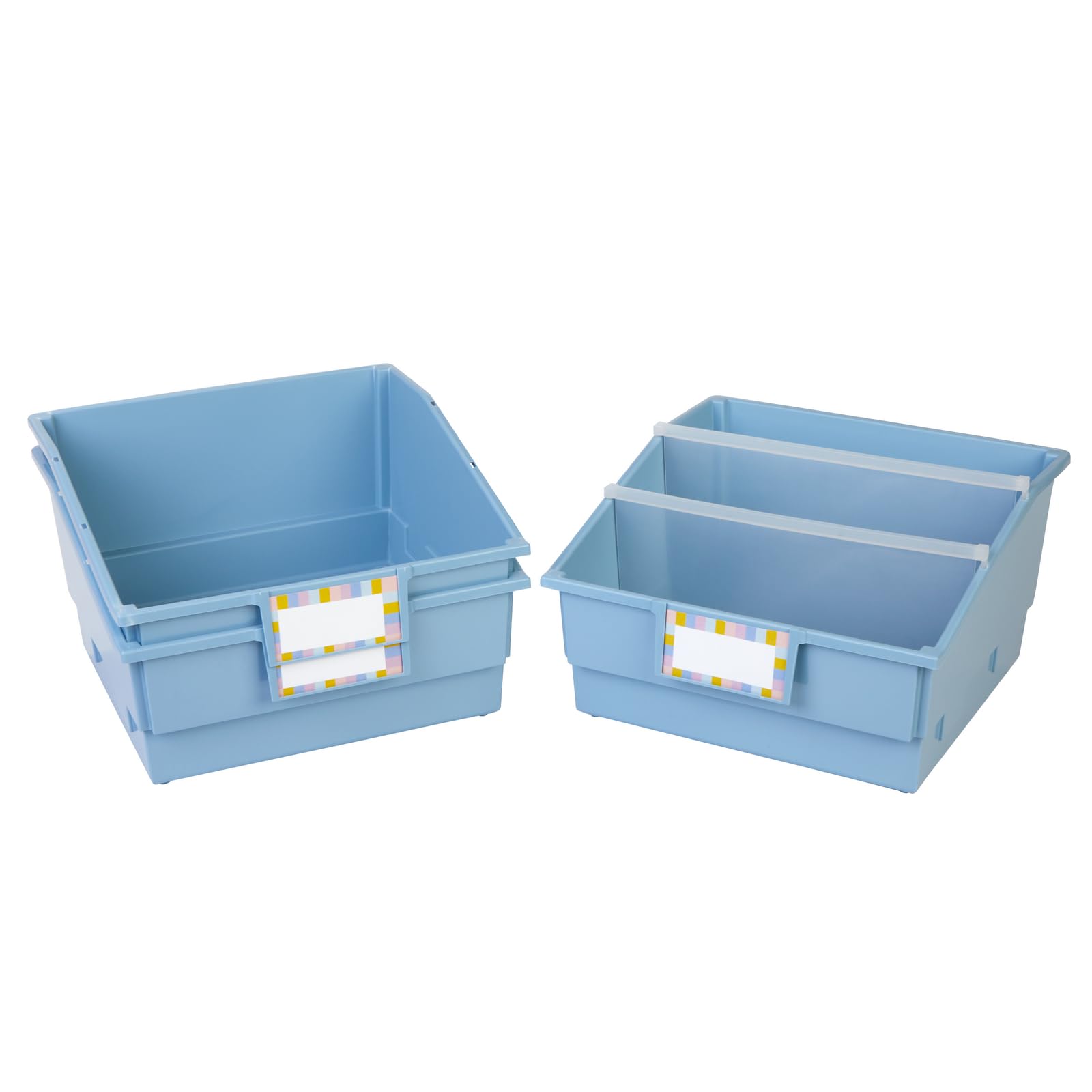 Really Good Stuff Picture Book Classroom Library Bins with Dividers - 6 Pack - Smoke Blue - Image 7