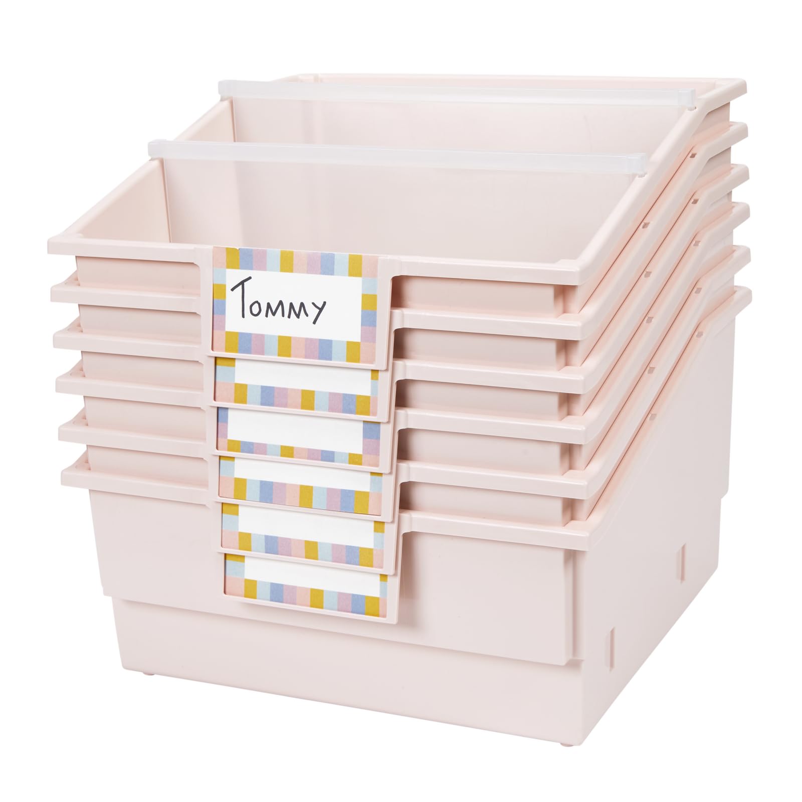 Really Good Stuff Picture Book Classroom Library Bins with Dividers - 6 Pack - Sand